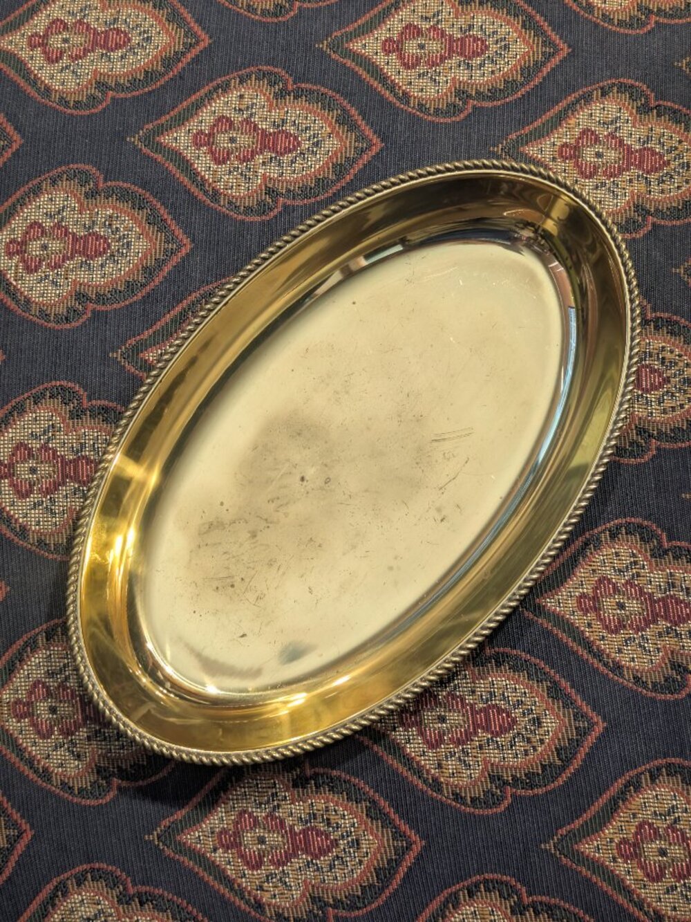WMF Ikora Germany EP Brass Oval Serving Tray - Rope Edge Detail - MCM - VTG